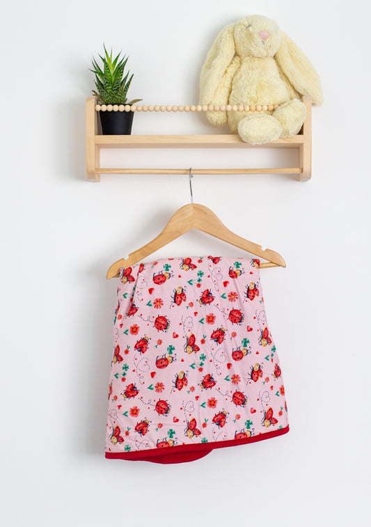 Sleepy Sloth Mini Blanket Pink with Lady Bug