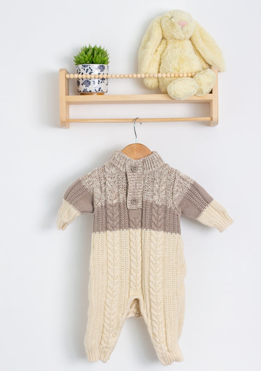 babyGap 3-6M Beige and off-white Chunky Knit Onesie