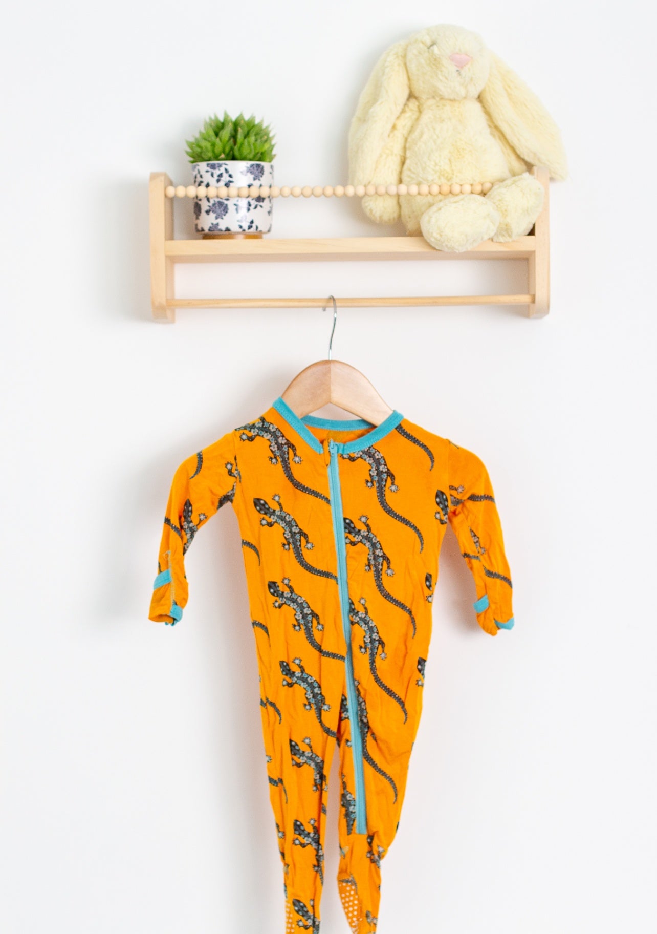 KicKee Pants 3-6M Print Footie with Zipper in Apricot Bead Lizard Brand