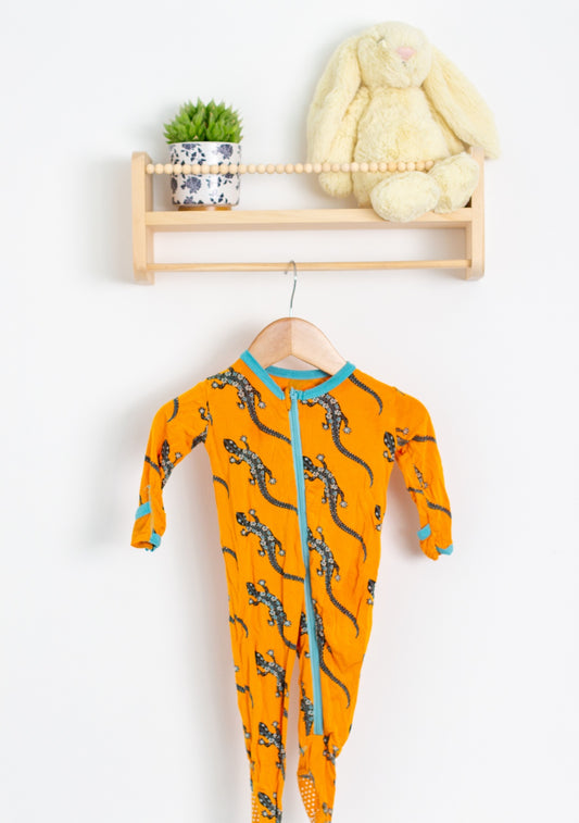 KicKee Pants 3-6M Print Footie with Zipper in Apricot Bead Lizard Brand