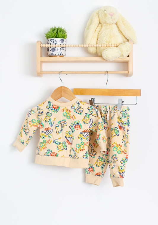 Joe Fresh 3-6M White Vehicles Sweatsuit