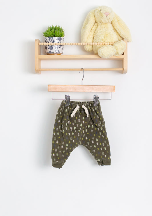 Old Navy 3-6M Green with multicolored trees pattern
