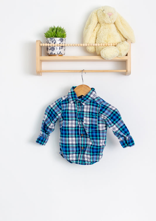 Carters 6M Blue, White, Button Up
