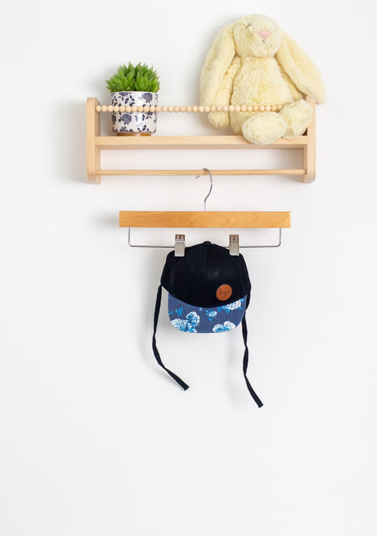 LP 0-6M Black with blue floral pattern Baby Ball Cap