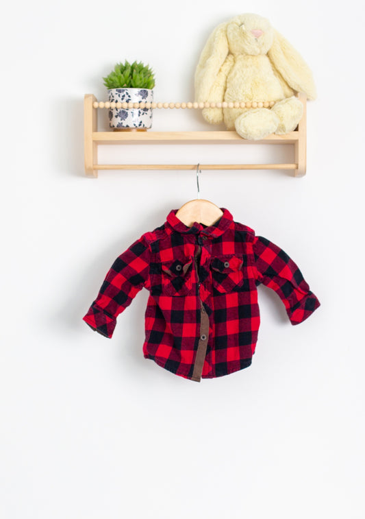 Canadiana 3-6M Red and black Shirt