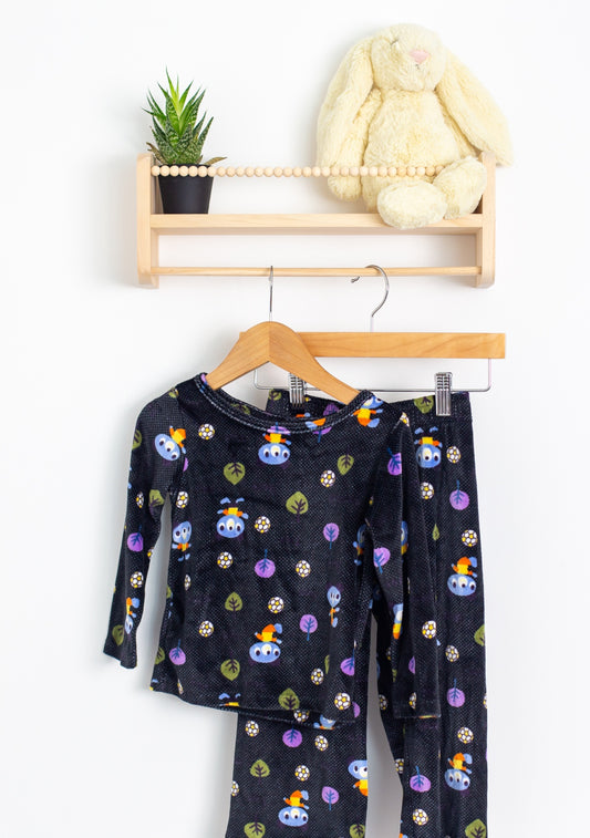 Unknown 3T Black with Alien Print Fleece Pajamas