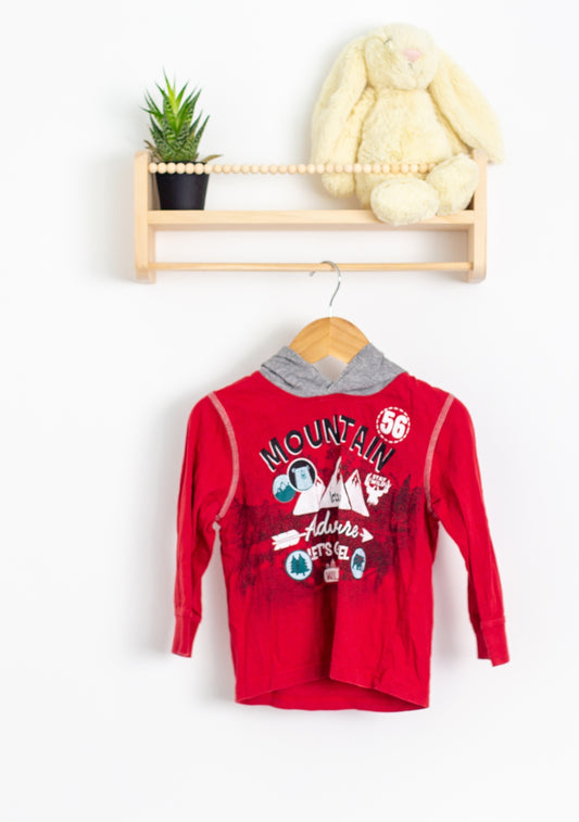 Monkey Bars 4 Red and Gray Hooded Long Sleeve