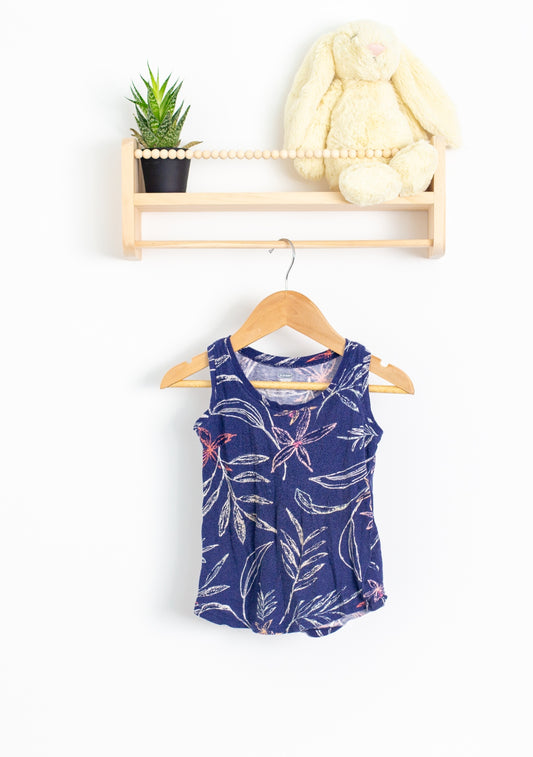 Old Navy 4T Navy blue with pink and white floral pattern tank