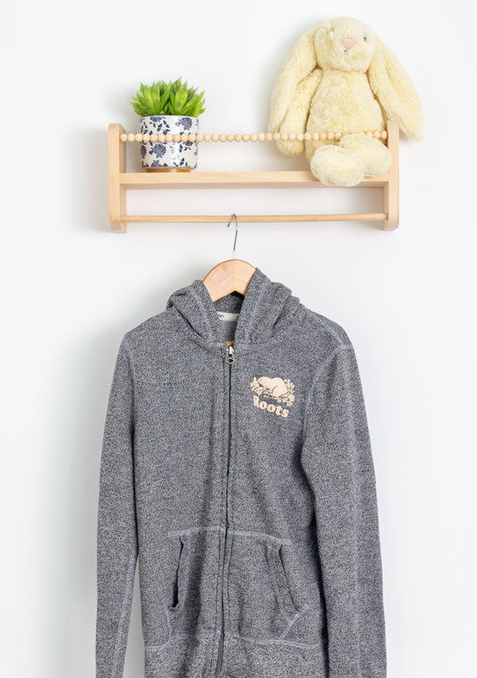 Roots L Gray Salt and Pepper Zippered Hoodie
