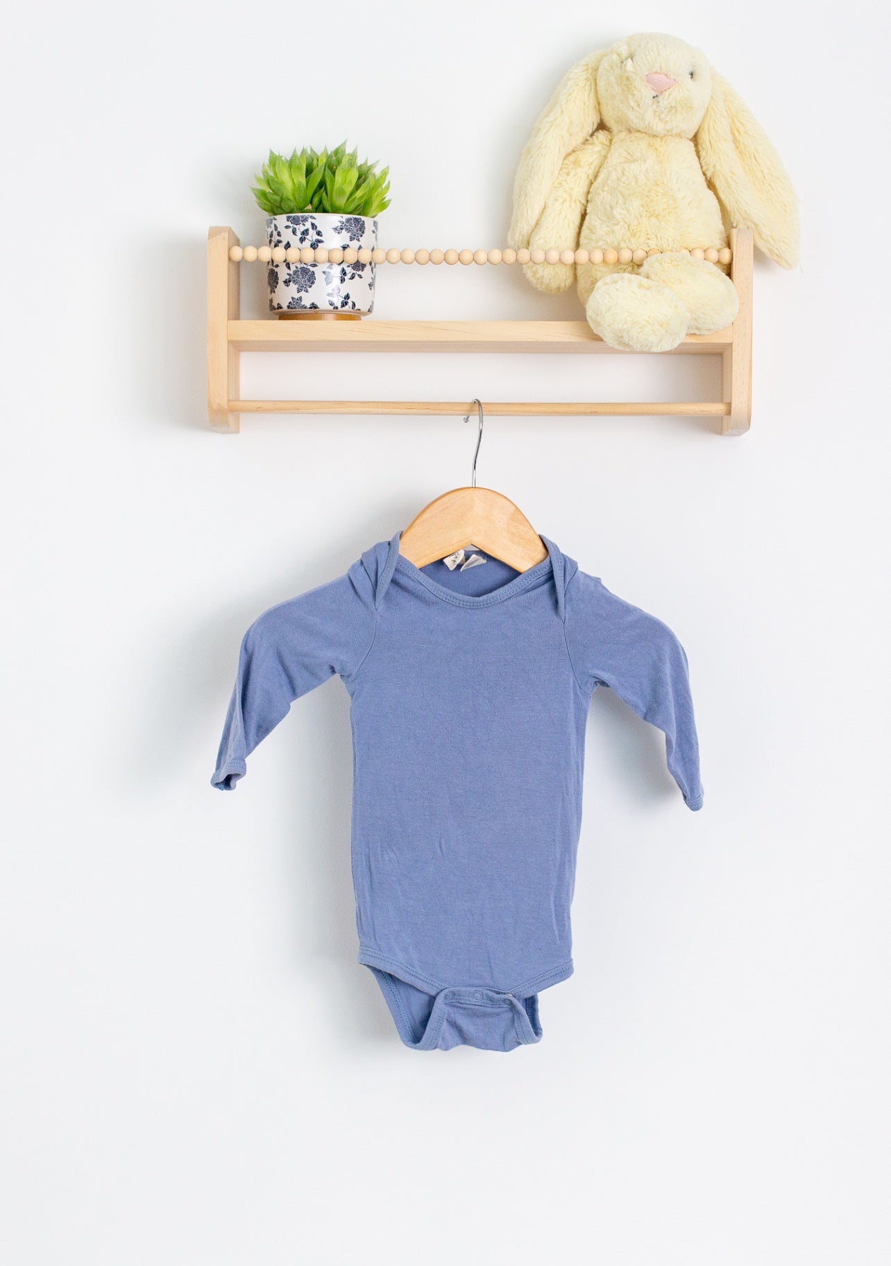 Kyte Baby 0-3M Light Blue Long Sleeve Onesie in Slate