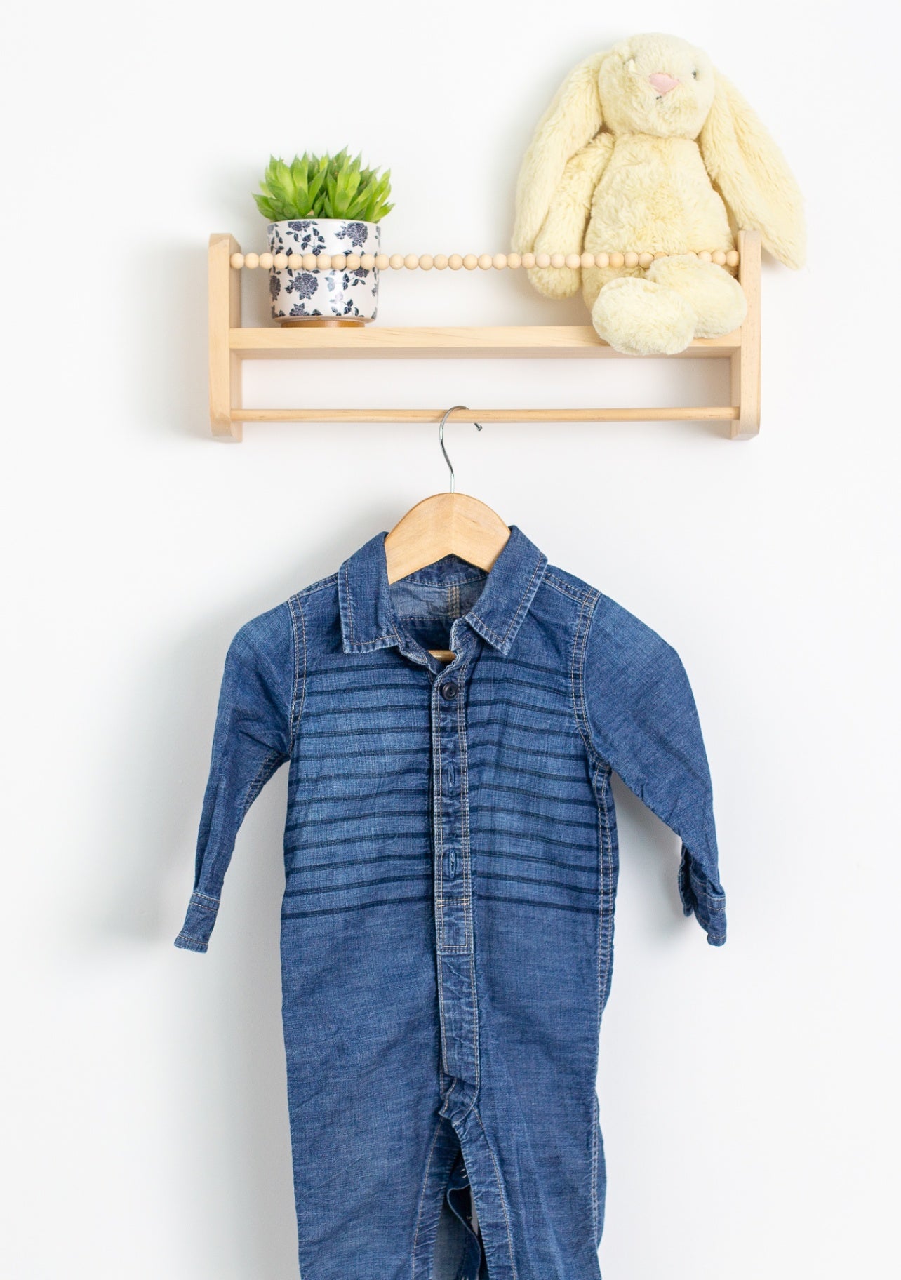 GAP 12-18M Blue Jean Romper with Collar