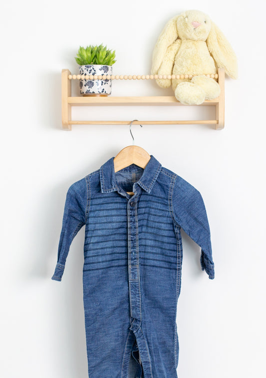 GAP 12-18M Blue Jean Romper with Collar