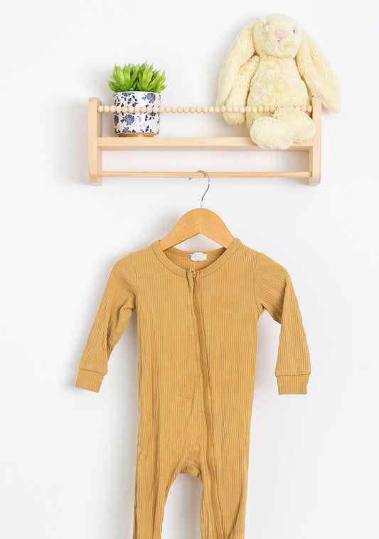 Petit Lem 12M Beige Ribbed Onesie