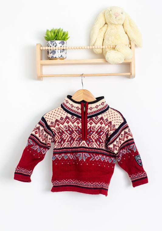 Dale of Norway 2 Red and Cream Wool Sweater
