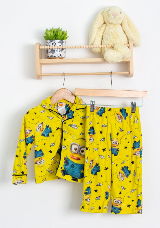 Minions 2T Yellow Button Up Pajamas Play