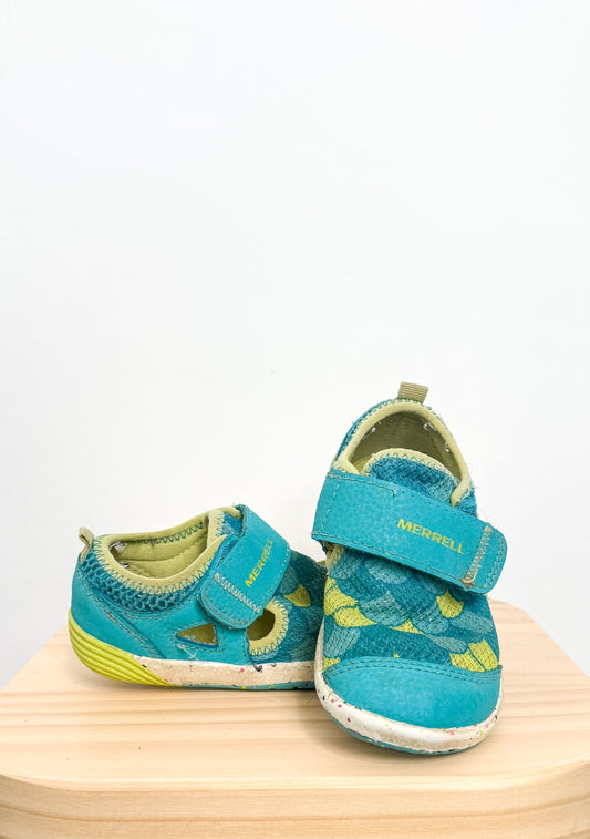 Merrell 7 Blue and Yellow Bare Steps H2O Sneaker
