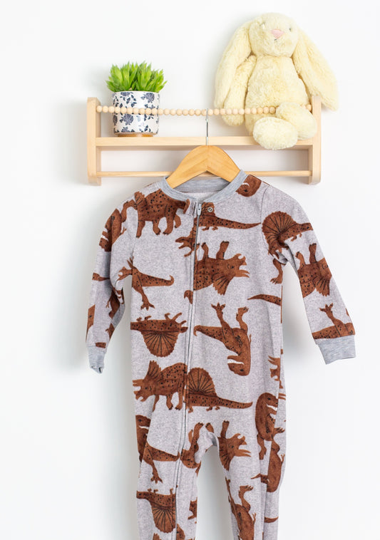 Carters 2M Gray and Brown Fleece Footed Pajamas