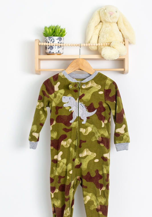 Carters 2T Green camouflage with shades of brown and gray Footed Pajamas