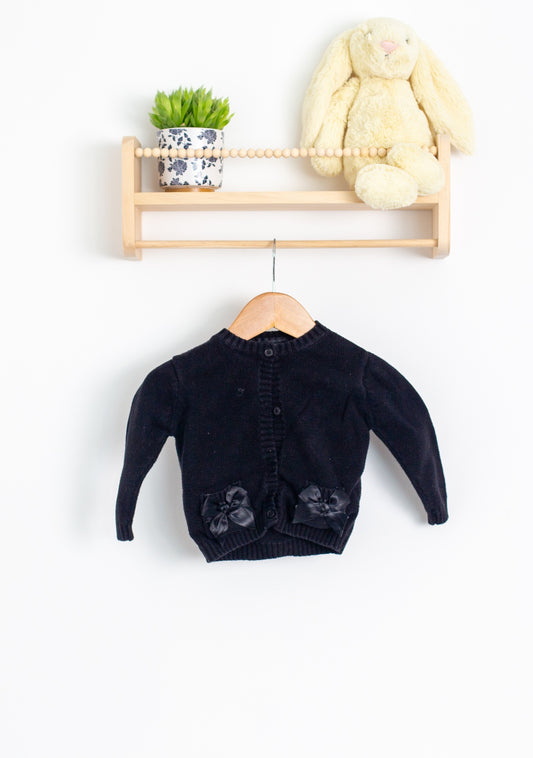 OSHKOSH 12M Black Bow Cardigan