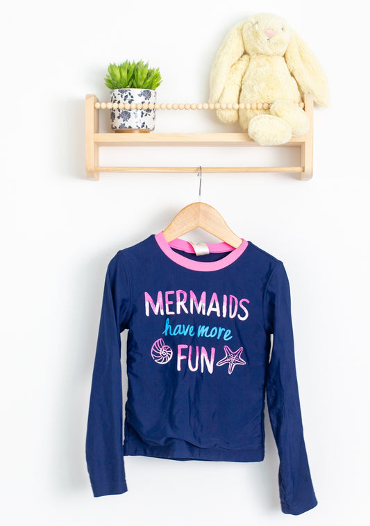 OSHKOSH 7 Navy Blue with Pink, Blue, and White accents Swim Shirt