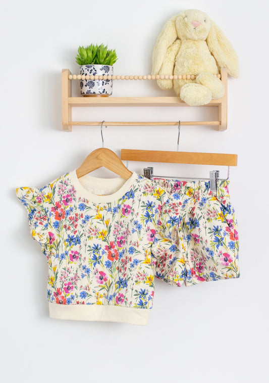 Gap Multicolor Floral Short Sleeve Sweat Suit NWT