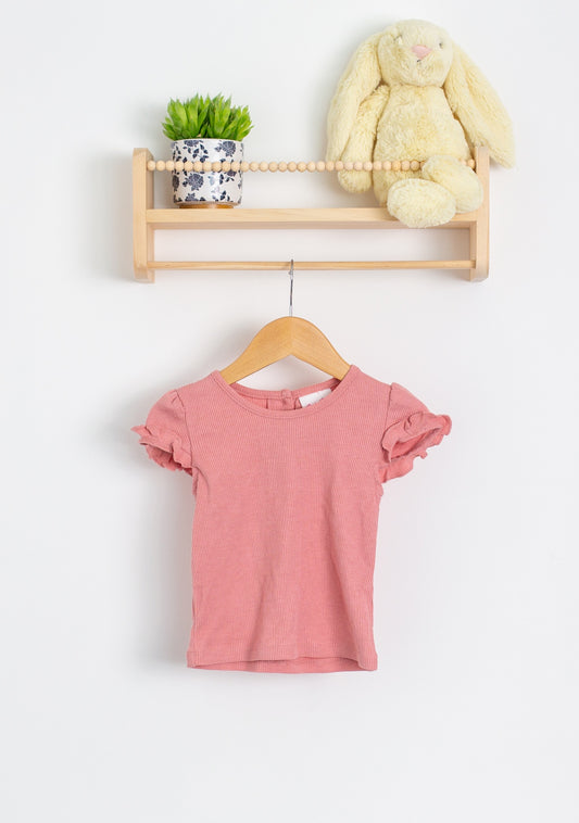 Little Lass 3T Pink Ribbed Shirt