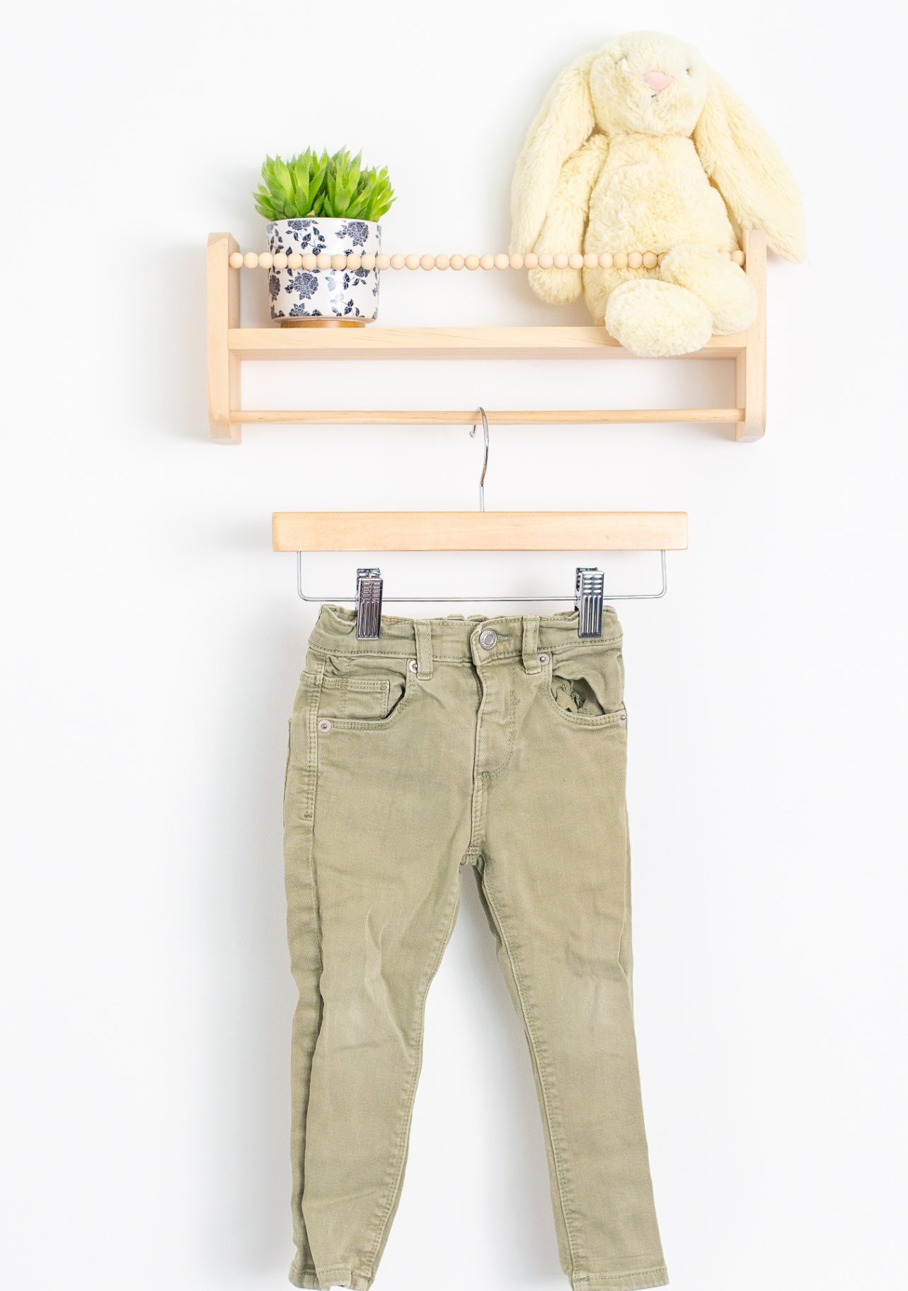 ZARA 2-3Y Olive Green Skinny Denim