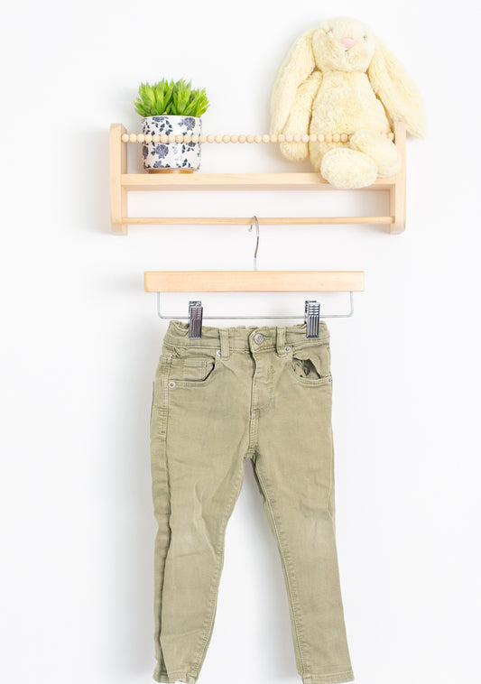 ZARA 2-3Y Olive Green Skinny Denim