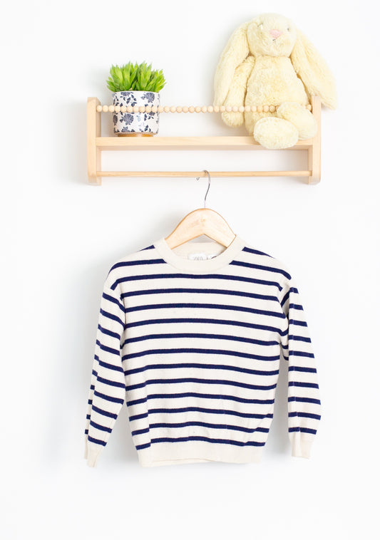Zara 3-4Y Cream and navy blue Knit Pullover