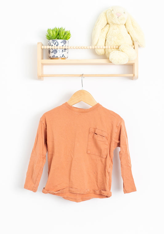 Zara 2-3Y Orange Pocket Long Sleeve