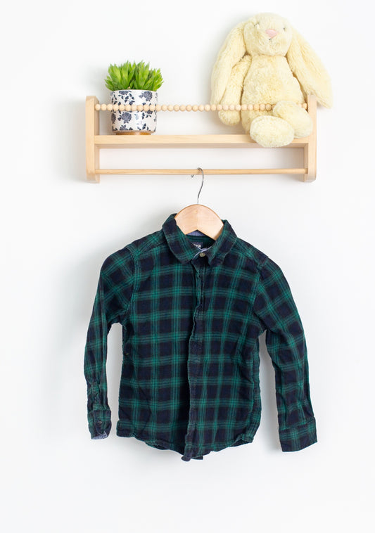 OshKosh 4T Green and navy plaid Shirt
