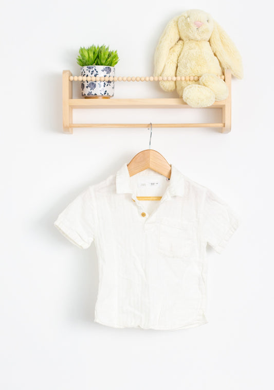 Zara 18-24M White Linen Button Up