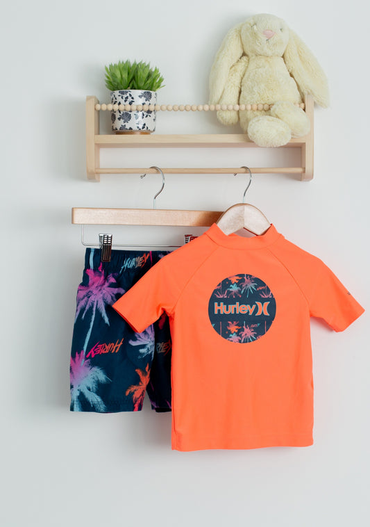 Hurley 3 Coral Swim Shirt and Trunks