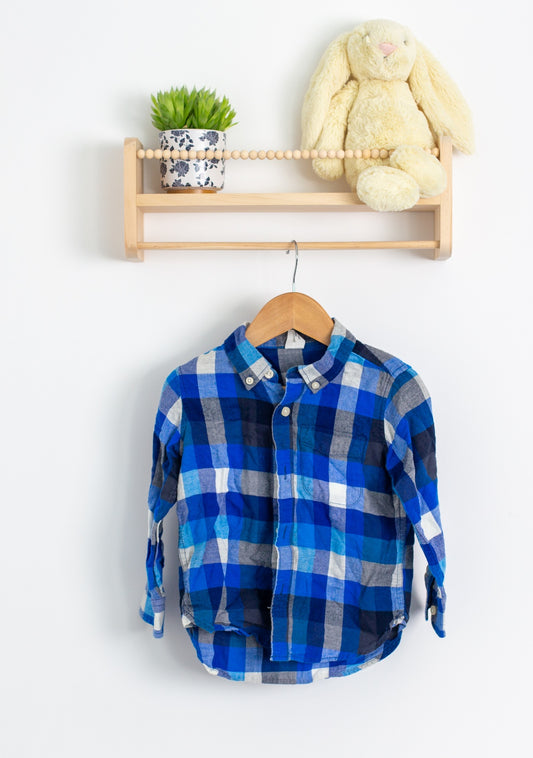 Gap 3 Blue, Gray, White Plaid Button Up