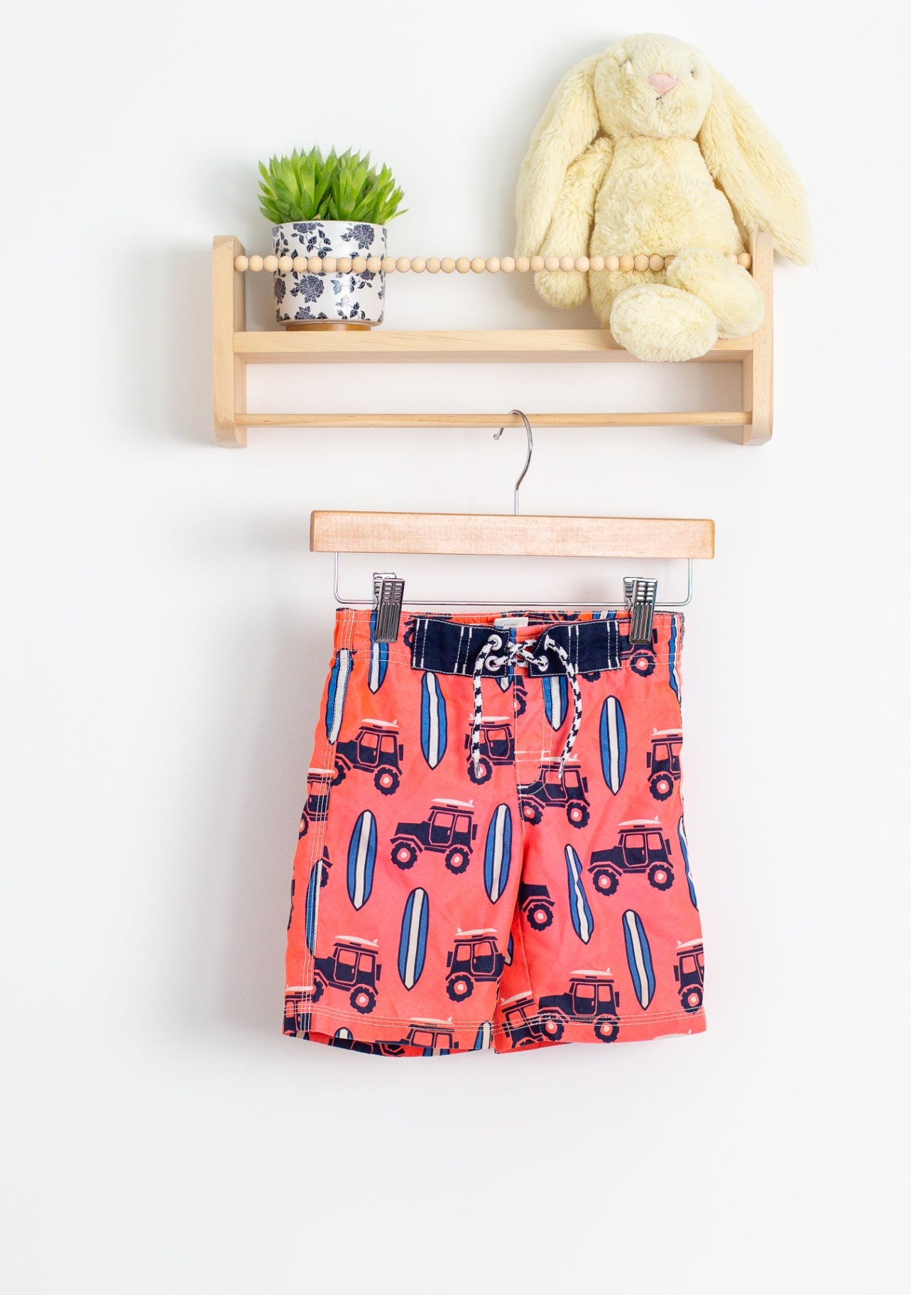 Gymboree 3 Coral/Black/Blue Swim Shorts