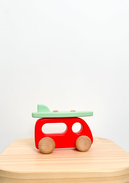 Bajo Wooden Toys Camper Van with Surfboard