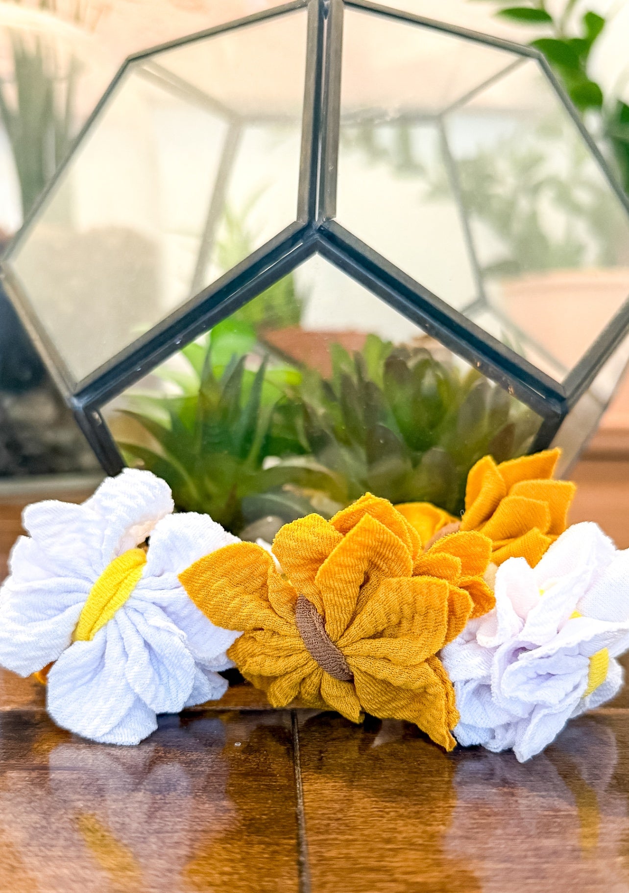 Small Shop White, Yellow, Orange Flower Crown Headband