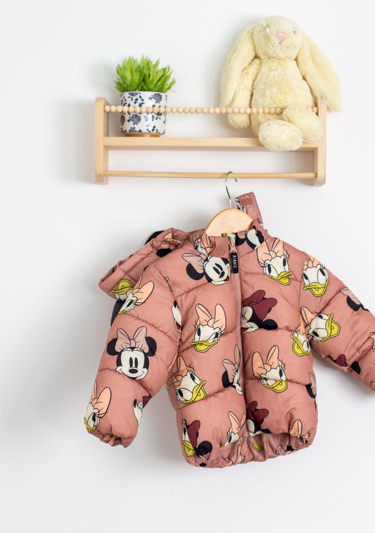 H&M 12-18M Pink Mini Mouse Puffer Jacket