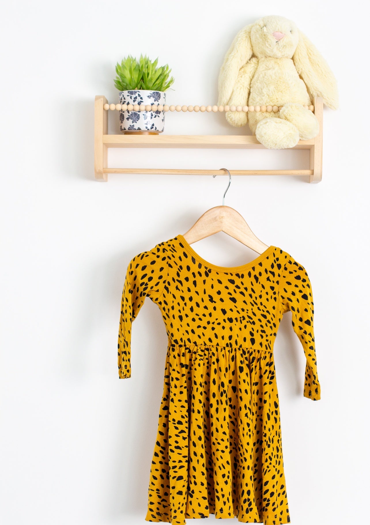 Kyte Baby 12-18M Marigold Leopard Long Sleeve Twirl Dress