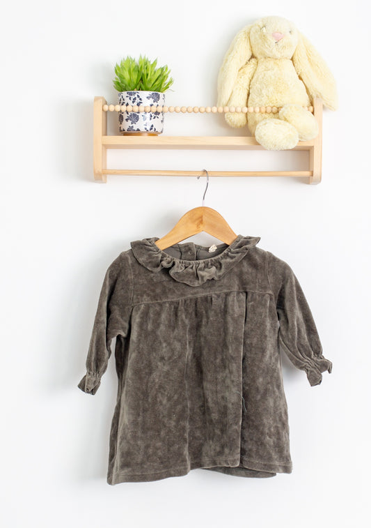 Quincy Mae 12-18M Olive Velvet Dress