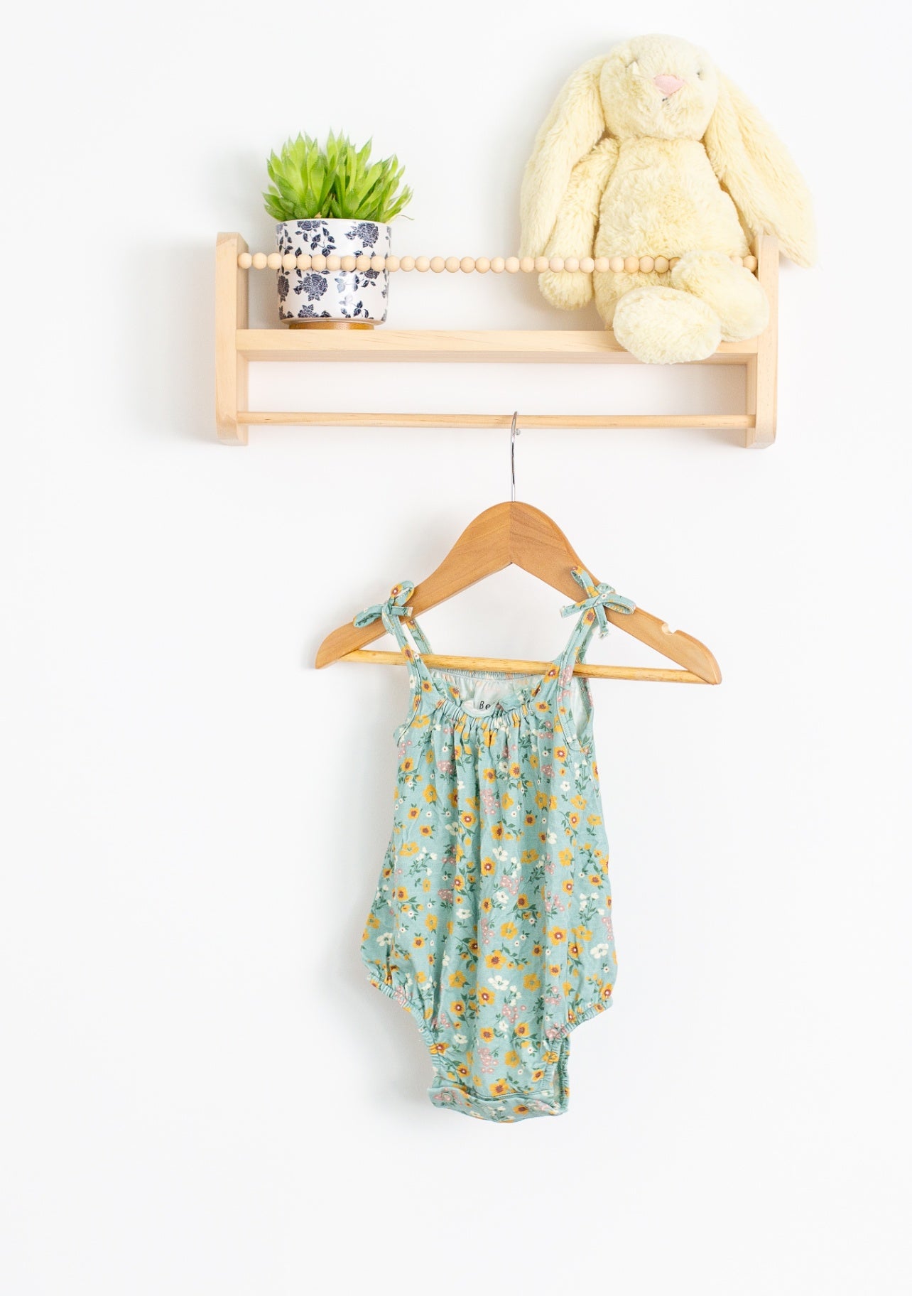 Belan.J 6-12M Shoulder Tie Bubble Onesie in Teal