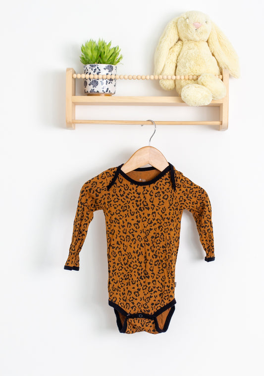 Kyte Baby 12-18M Brown and Black Leopard Long Sleeve Onesie