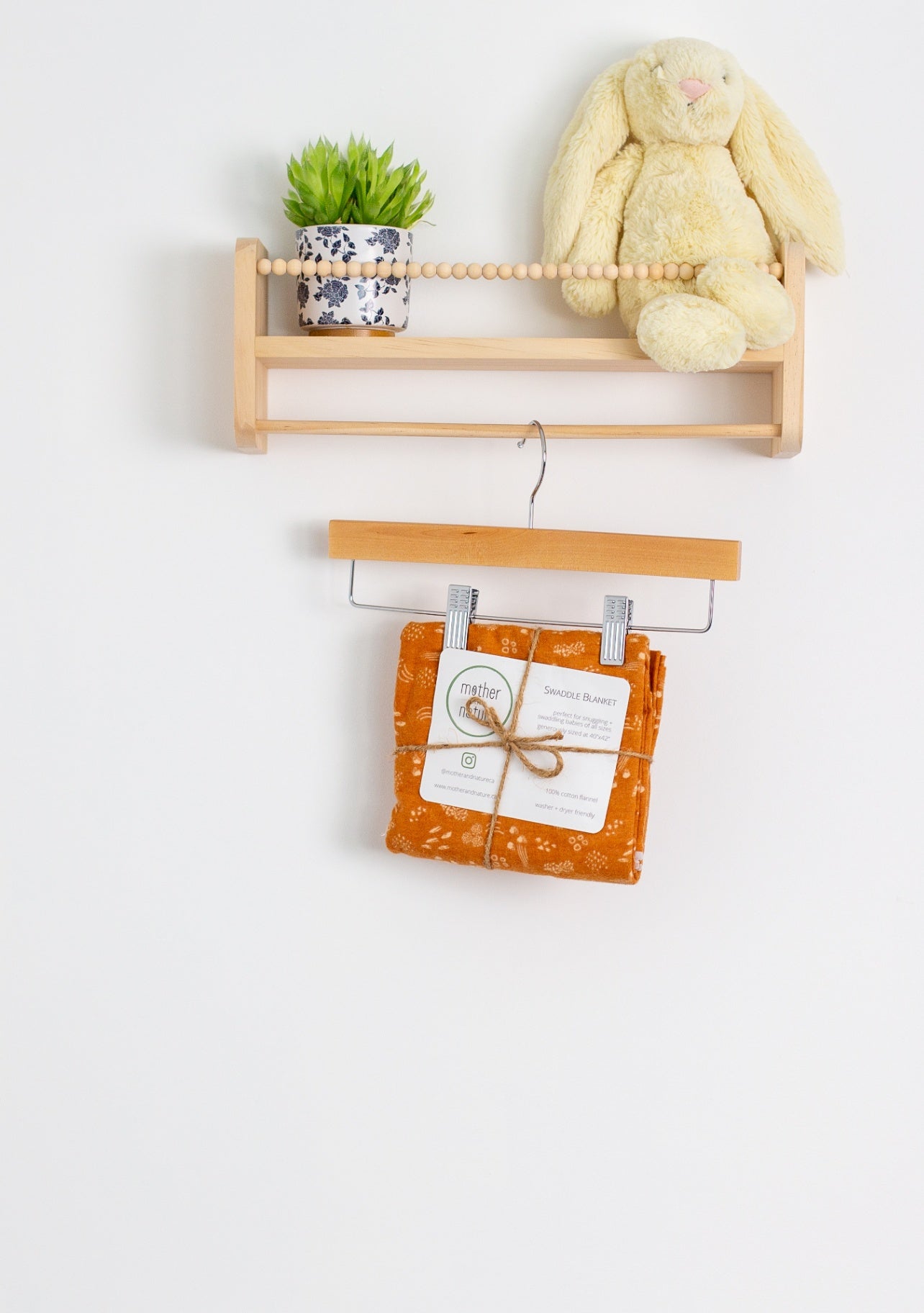 Mother and Nature 40x42 Orange Fleece Swaddle Blanket - New