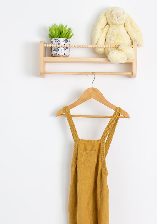 Quincy Mae 2-3Y Knit Overalls in Mustard