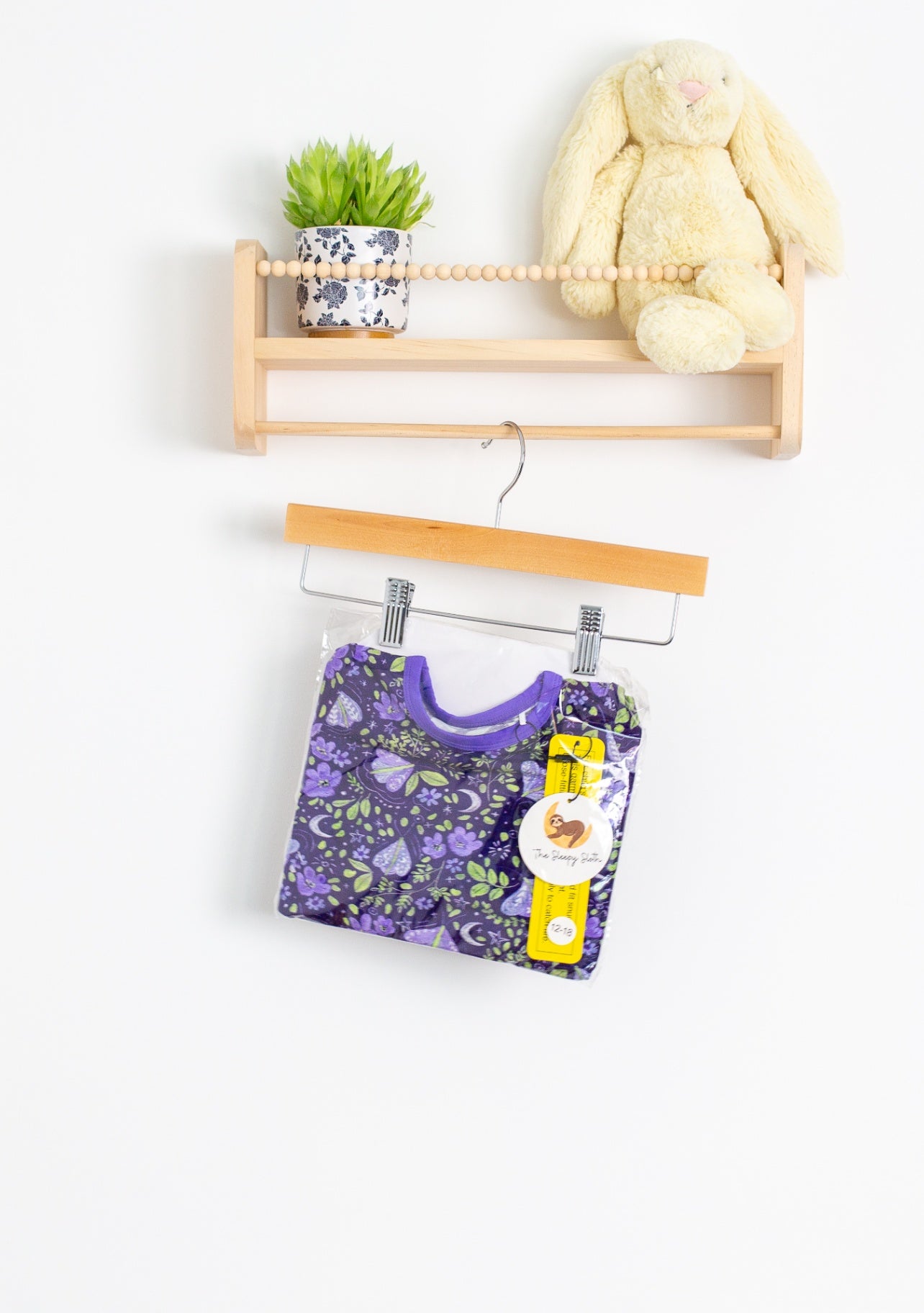 Sleepy Sloth 12-18M Purple with floral and butterfly pattern Two Piece Pajamas NWT