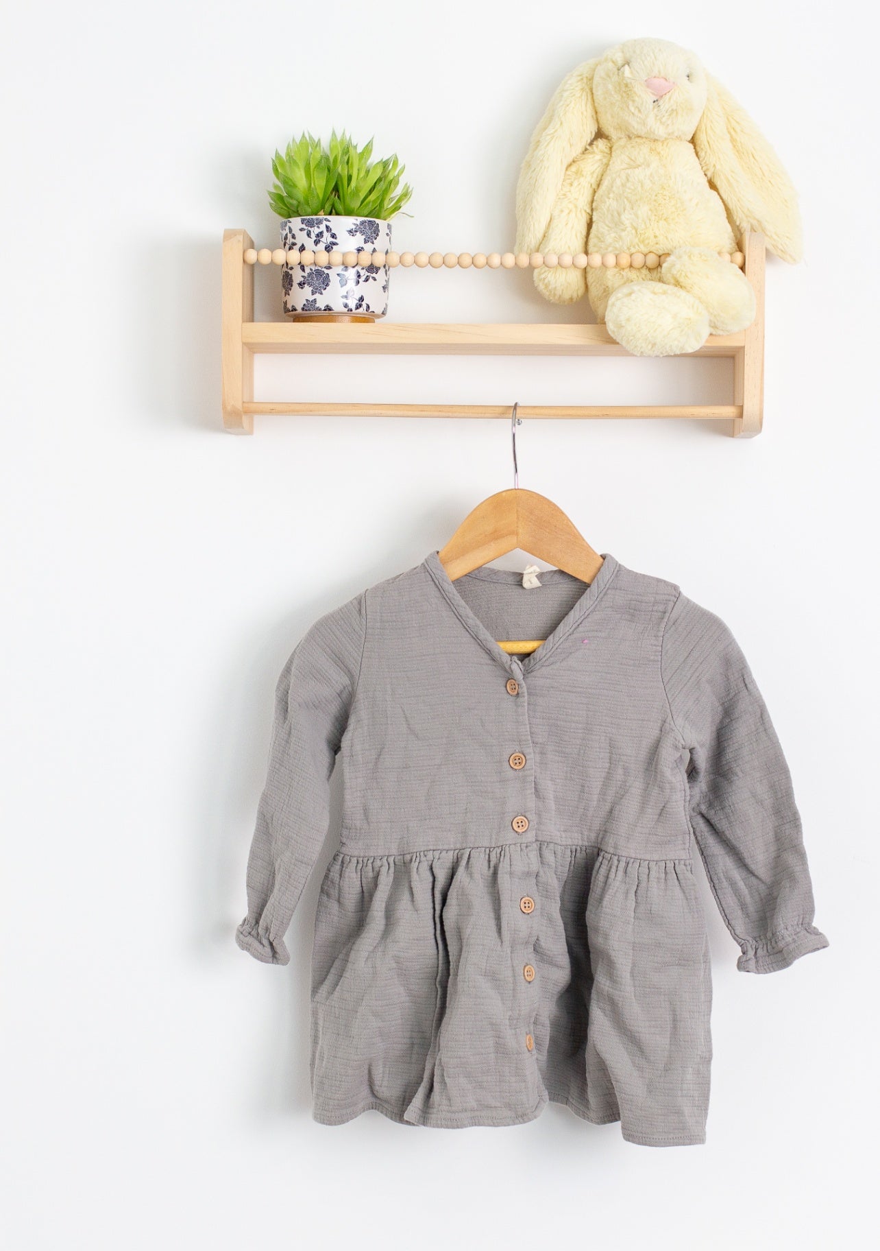 Quincy Mae 18-24M Gray Gauze Dress