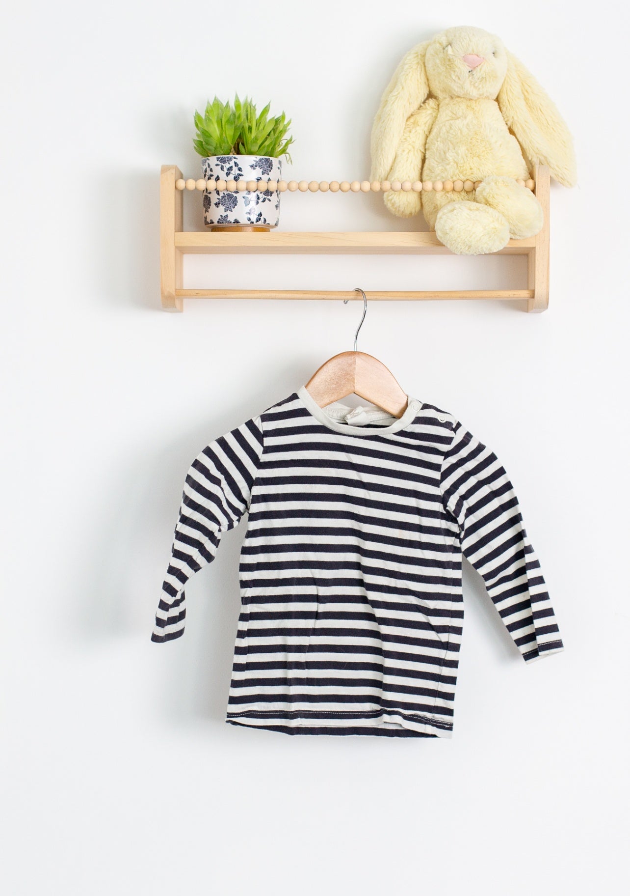 H&M 12-18M Black and White Stripped Long Sleeve Shirt