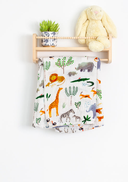 LifeTree Zoo Muslin Swaddle Blanket