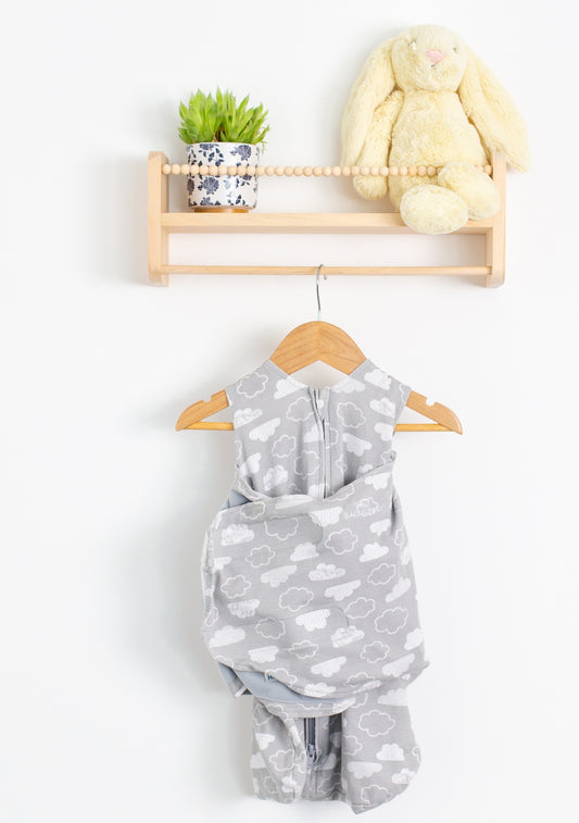 HALO 100% Cotton Sleepsack Swaddle, 3-Way Adjustable Wearable Blanket, TOG 1.5, Clouds, Newborn, 0-3 Months