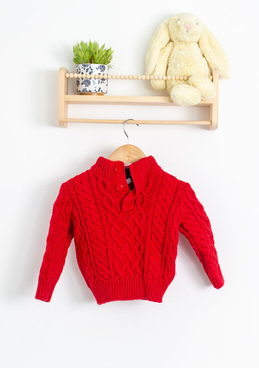 GAP 18-24M Red Cable Knit Pullover